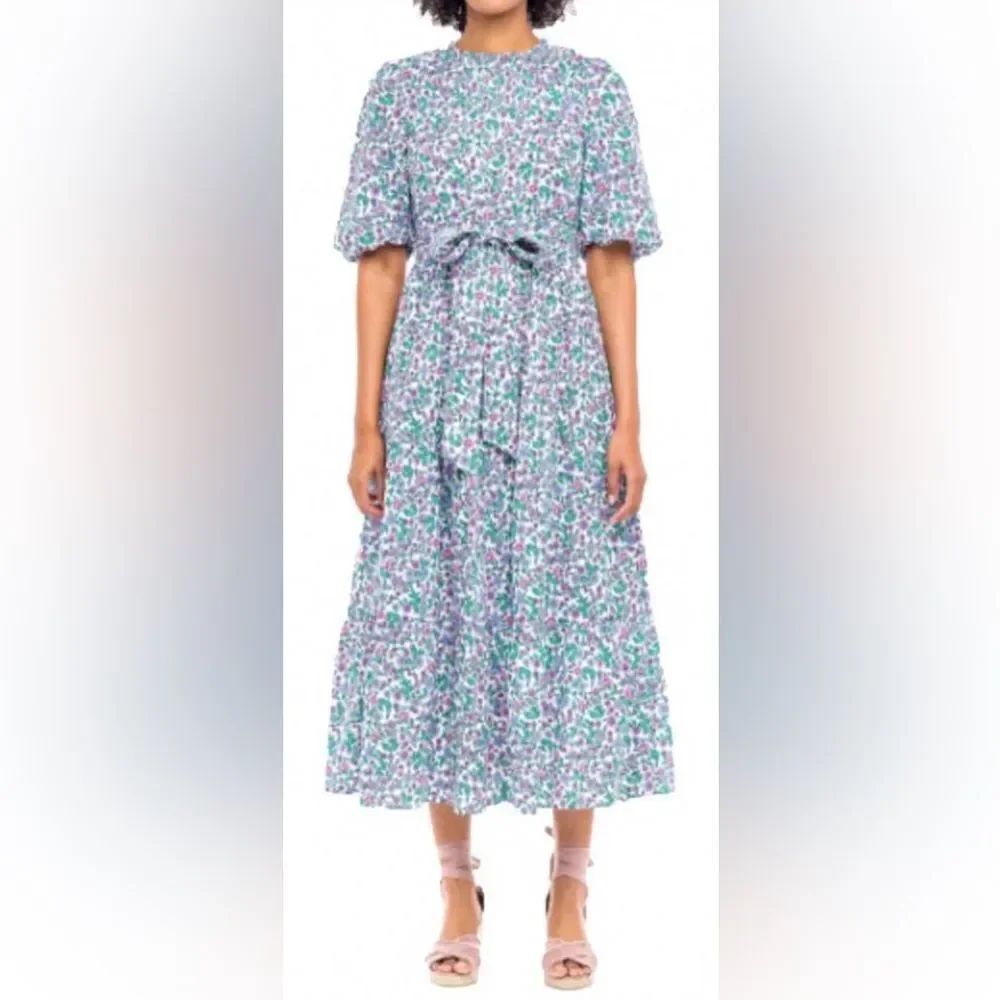 Banjanan Women's Blue Rue Hedgehog Midi Dress size XS